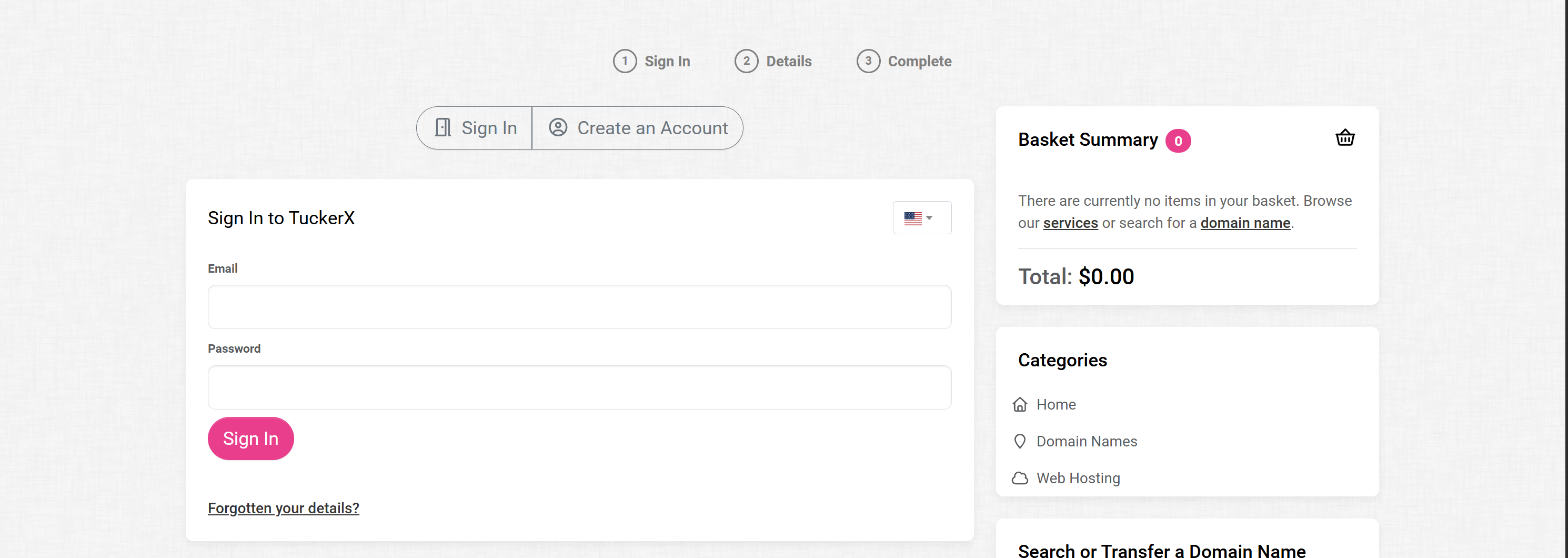 TuckerX Control Panel Login Page