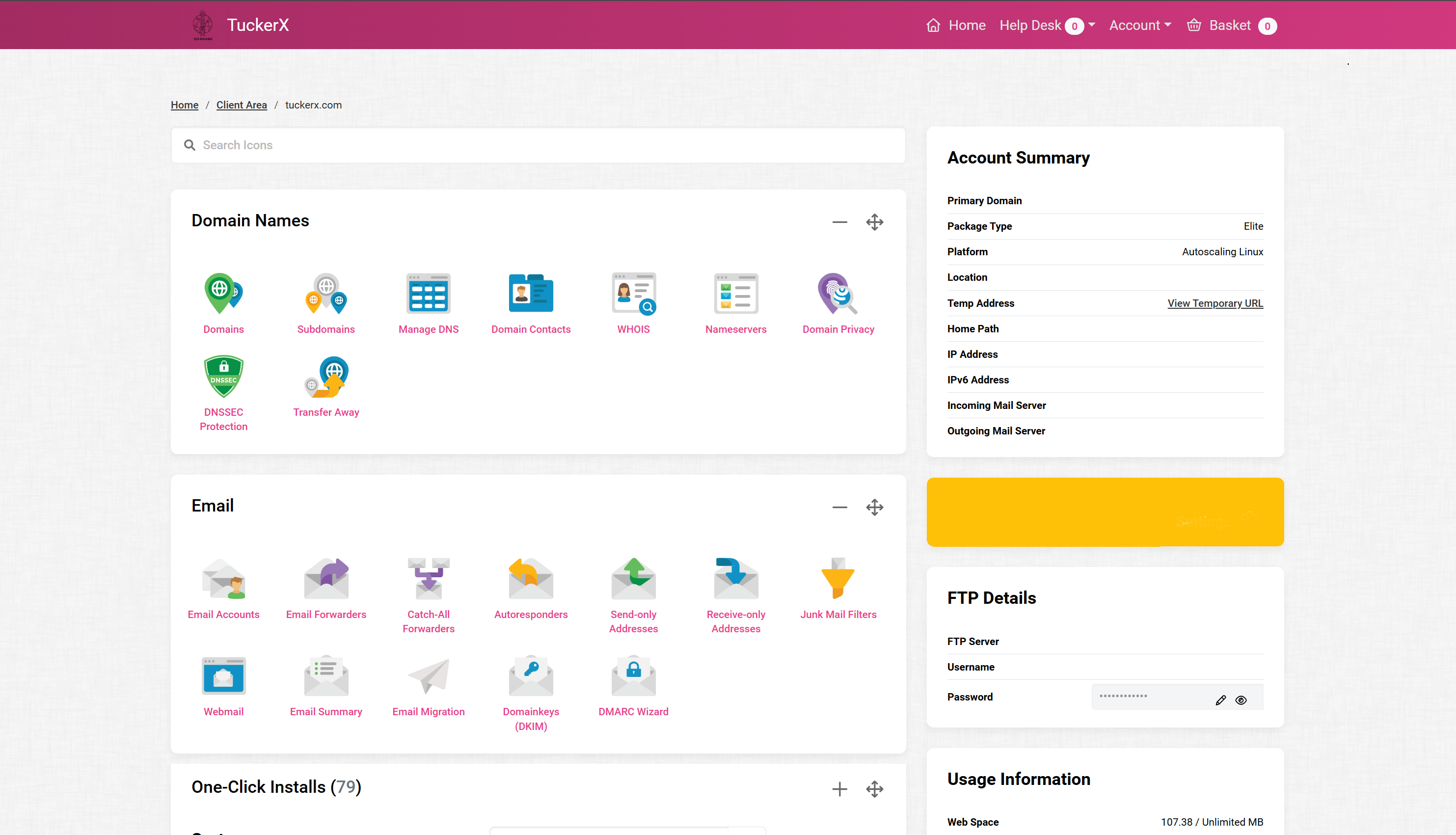 TuckerX Web Hosting Control Panel