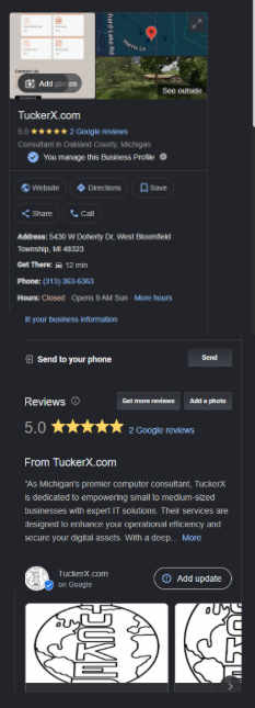 TuckerX.com Google Business Listing